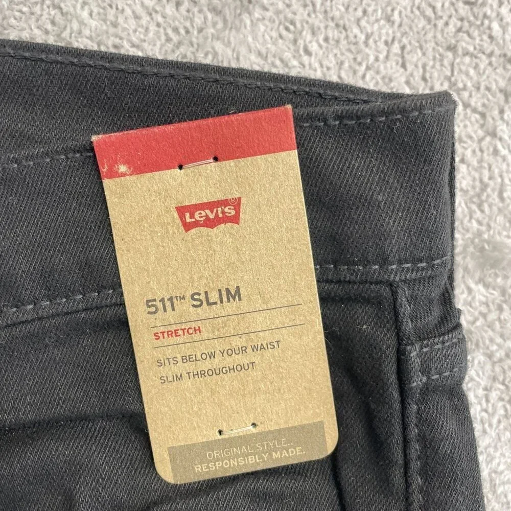 NEW Levis 511 Men's W40 L32 Slim Stretch Jeans Black